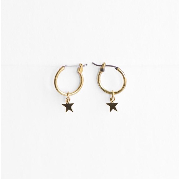 Gold Crystal Moon & Stars Hoop Earring 2pc Set - Picture 3 of 6